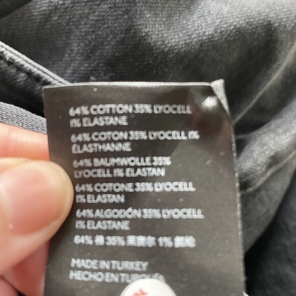 We The Free Free People Faded Black Cuffed Slim Boyfriend Jeans Size 30 Raw Hem - Picture 11 of 12